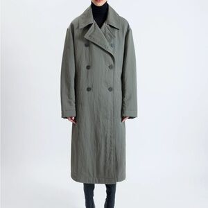 Nour Hammour Piper Double-breasted Trench Coat Silk sz 36